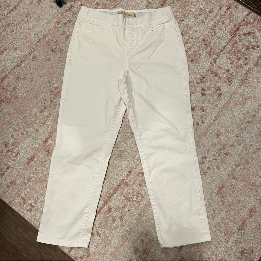 Soft Surroundings Jeans Womens Medium White The Ultimate Denim Pull On Crop NWOT